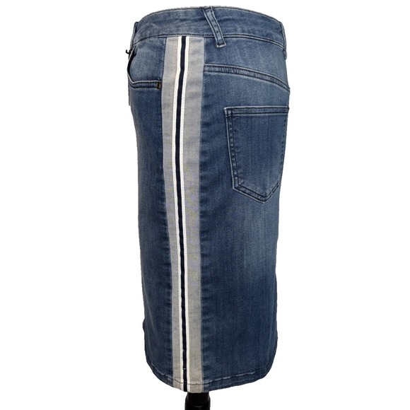 NEW Yest Side Stripe Denim Skirt Women's Size 6 Blue Med‎ Wash Stretch Pockets - Picture 6 of 10